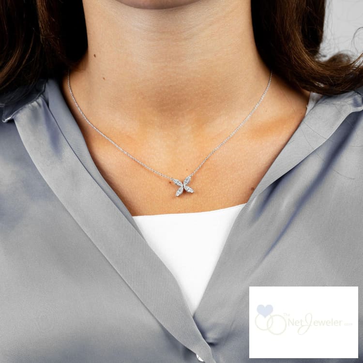 Marquise Flower Diamond Necklace - Necklaces
