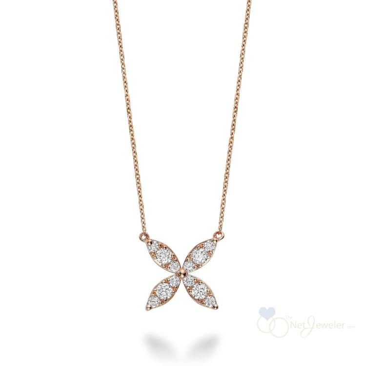 Marquise Flower Diamond Necklace - Rose Gold / 0.40CTDI - Necklaces
