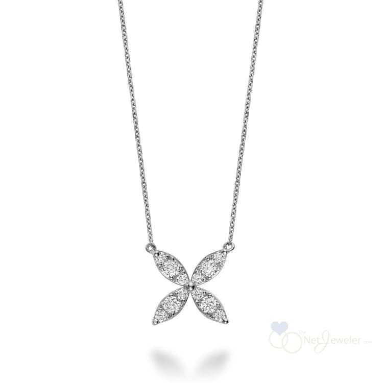 Marquise Flower Diamond Necklace - White Gold / 0.40CTDI - Necklaces