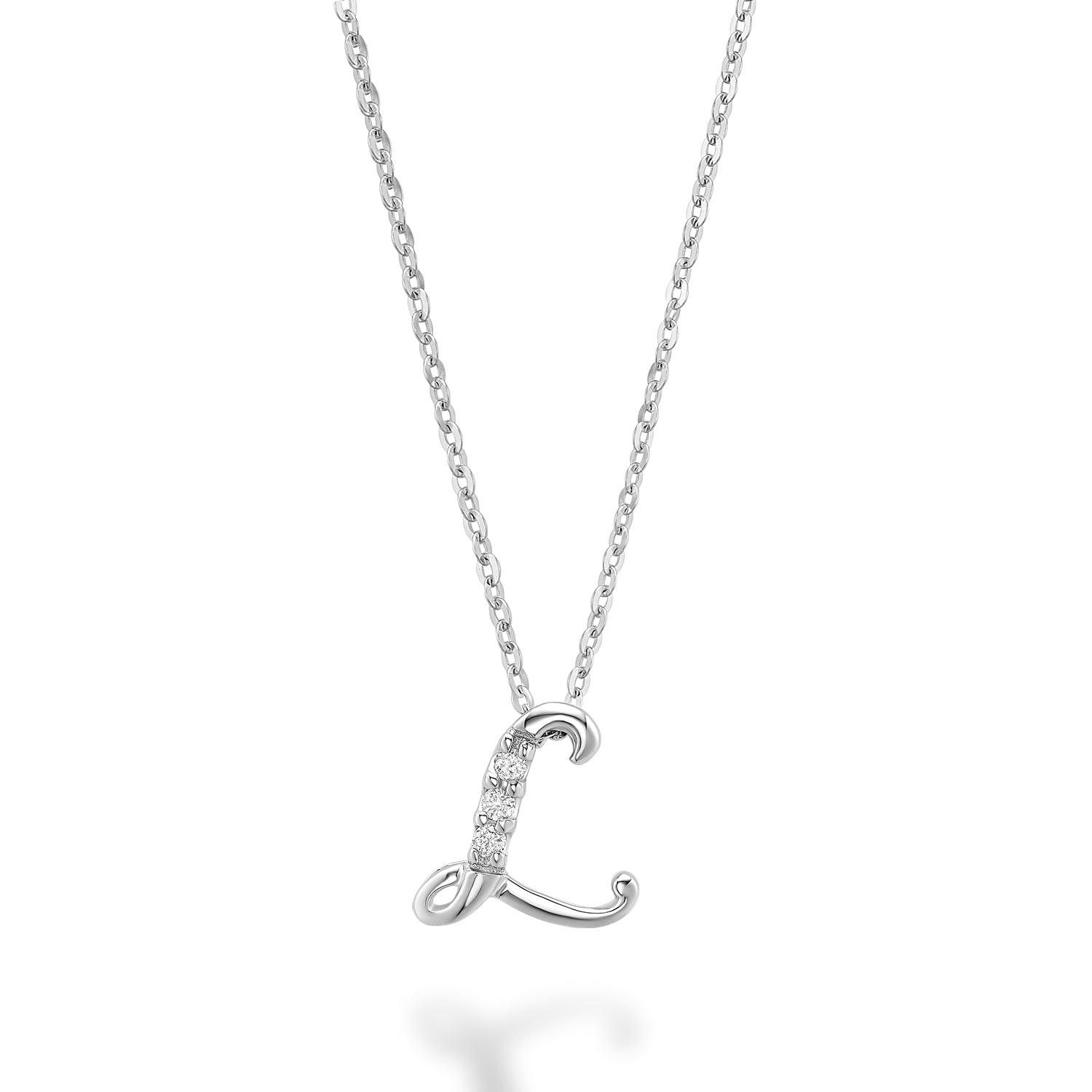 Mini Diamond Initial Pendant with Chain