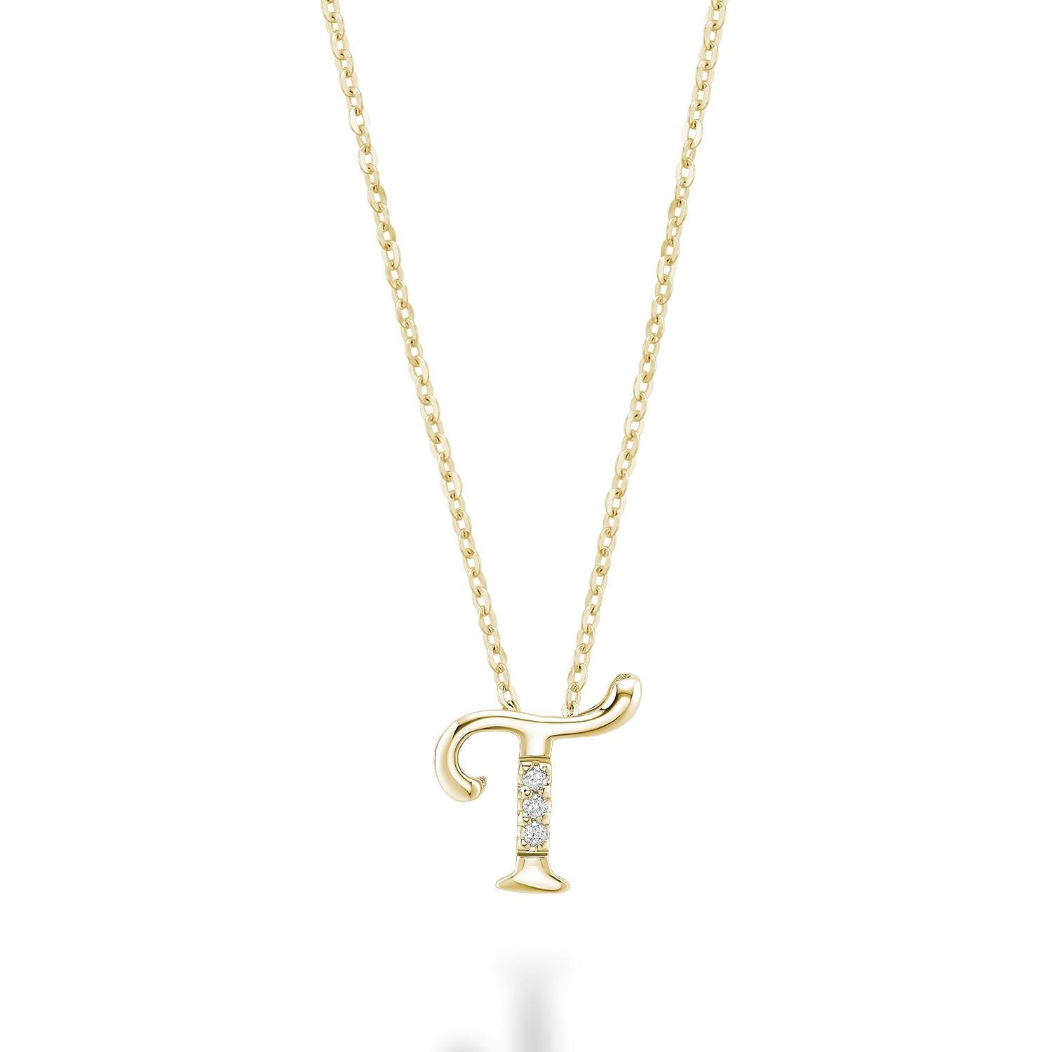 Mini Diamond Initial Pendant with Chain