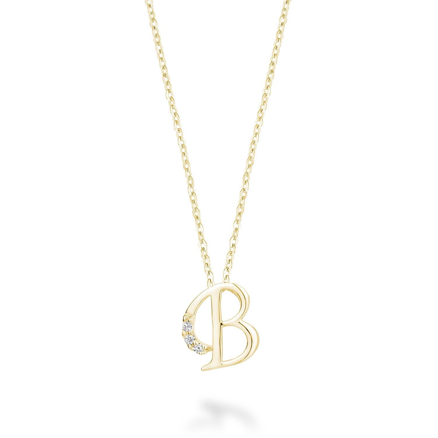 Mini Diamond Initial Pendant with Chain