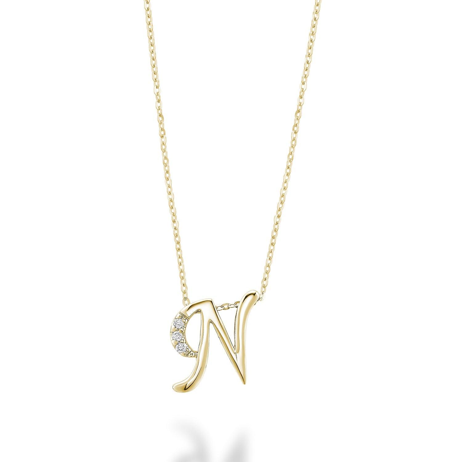 Mini Diamond Initial Pendant with Chain