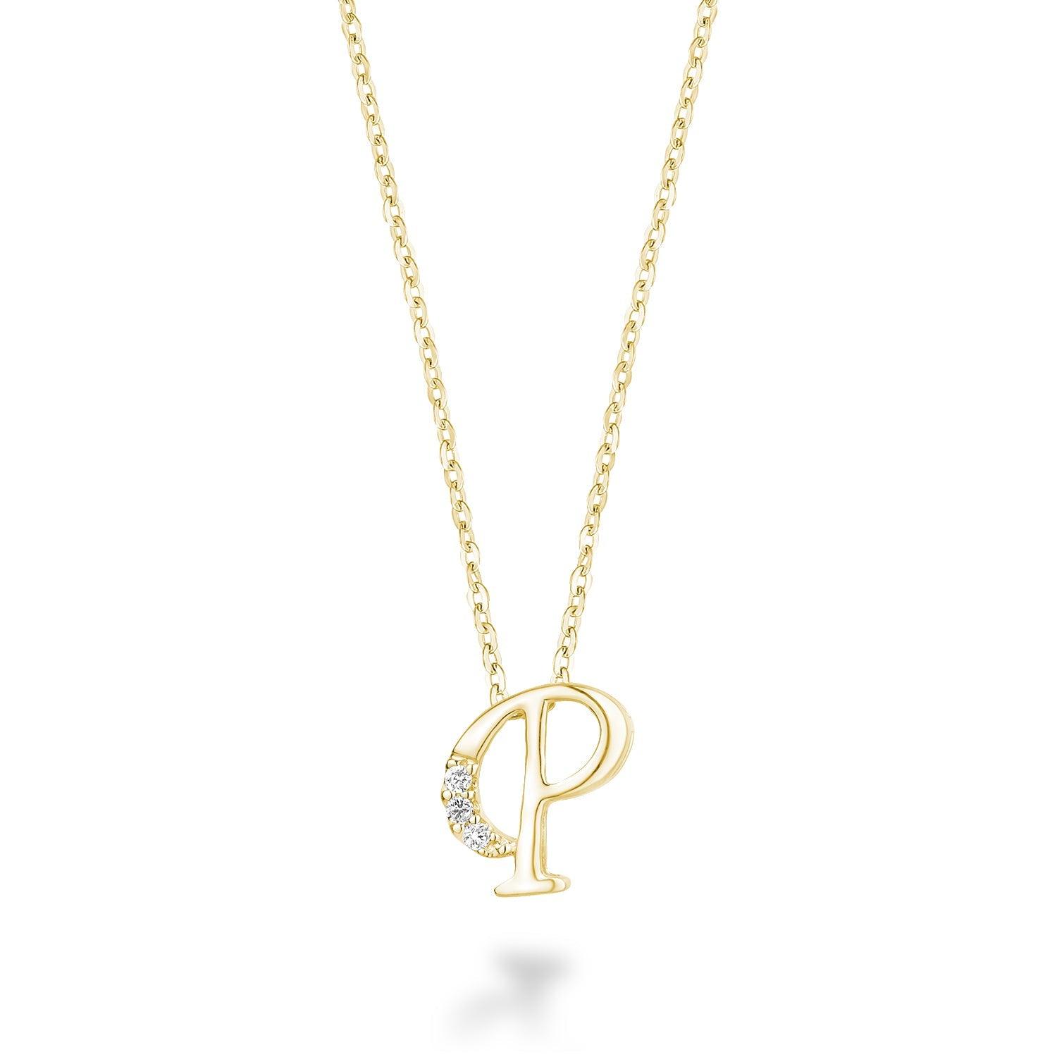 Mini Diamond Initial Pendant with Chain