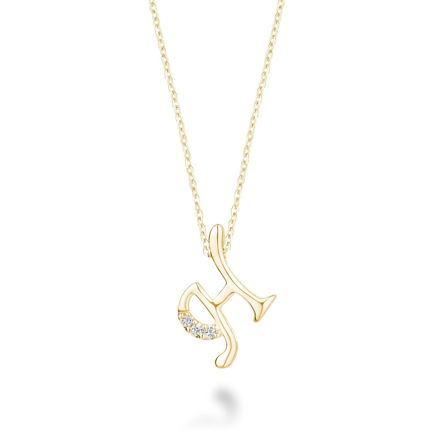 Mini Diamond Initial Pendant with Chain