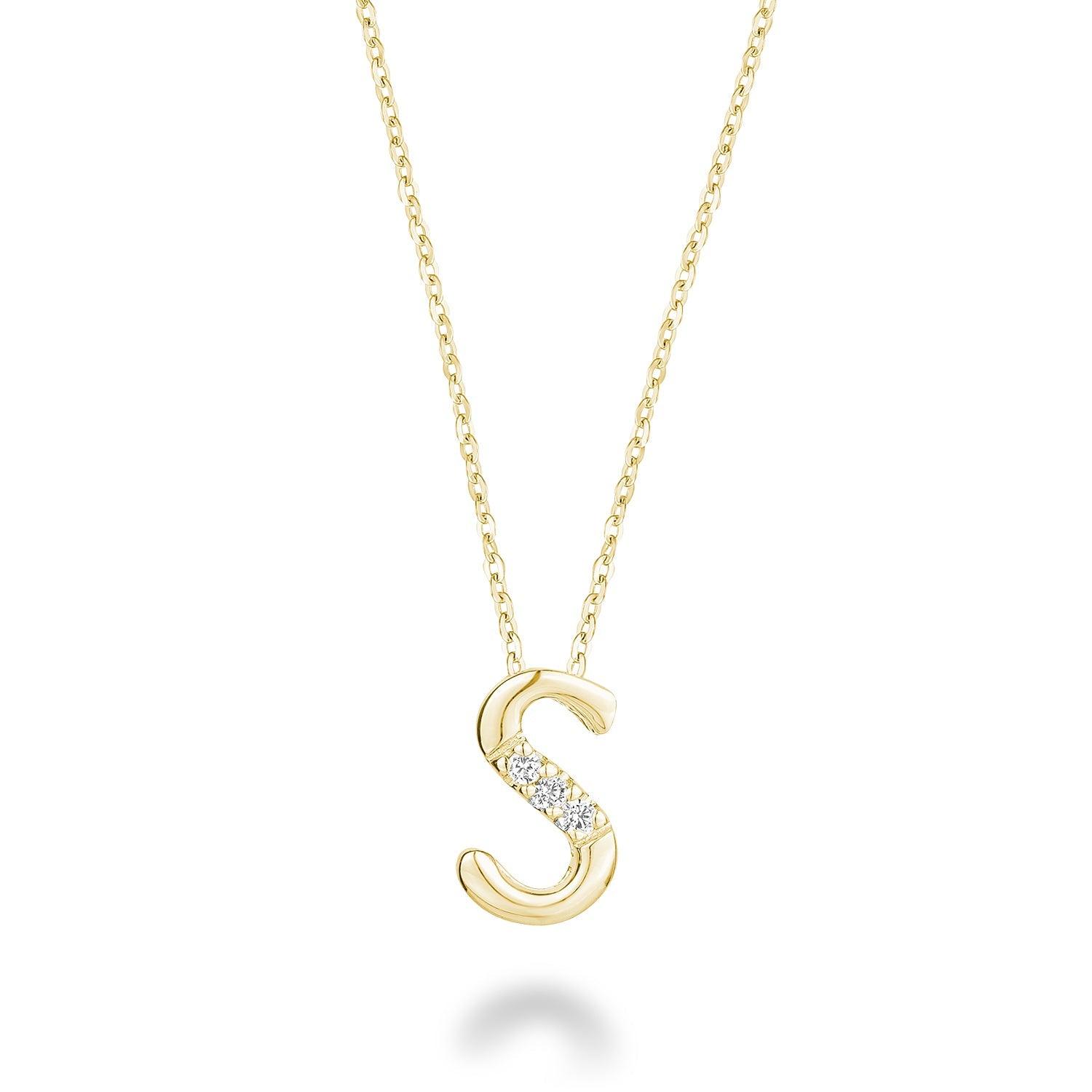 Mini Diamond Initial Pendant with Chain