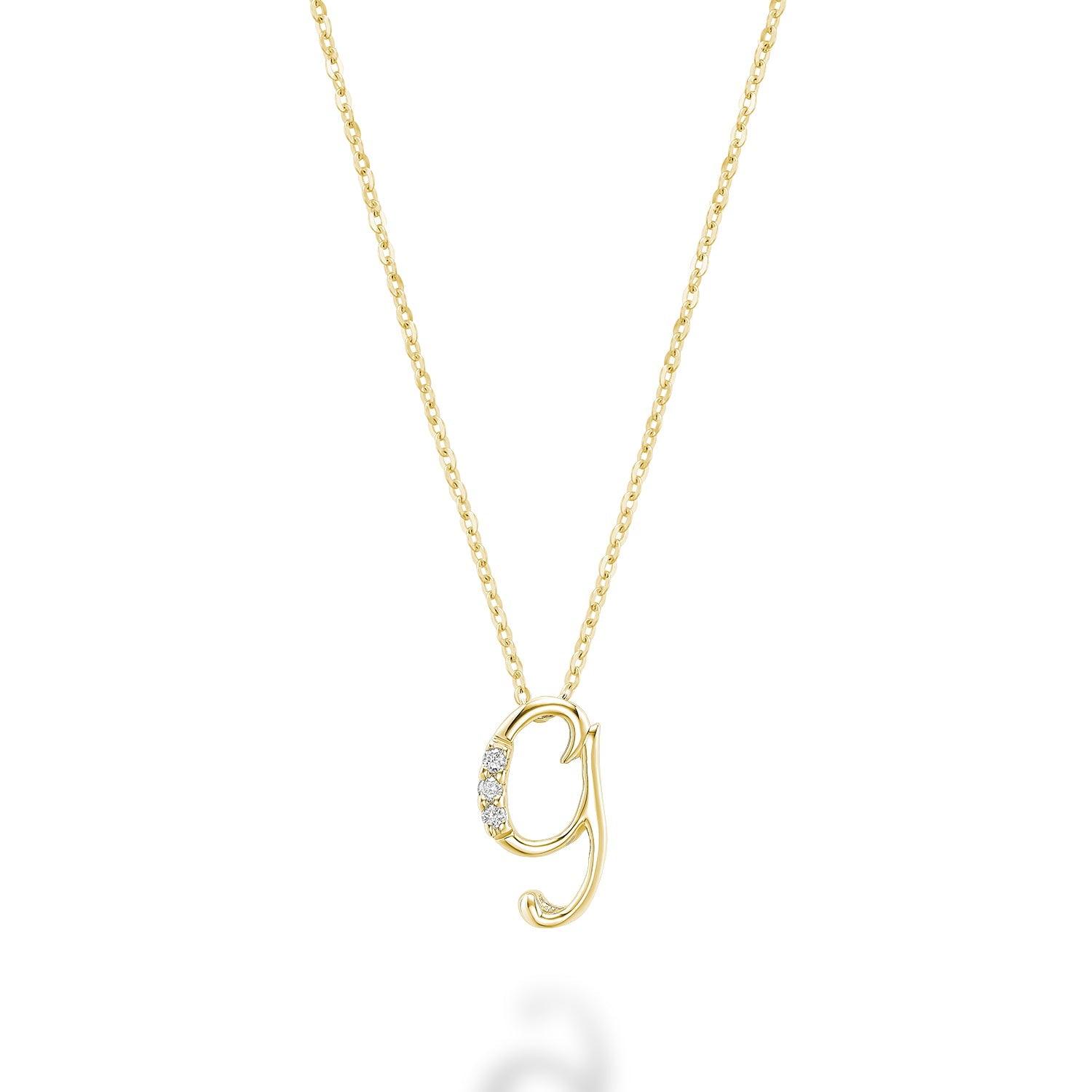 Mini Diamond Initial Pendant with Chain