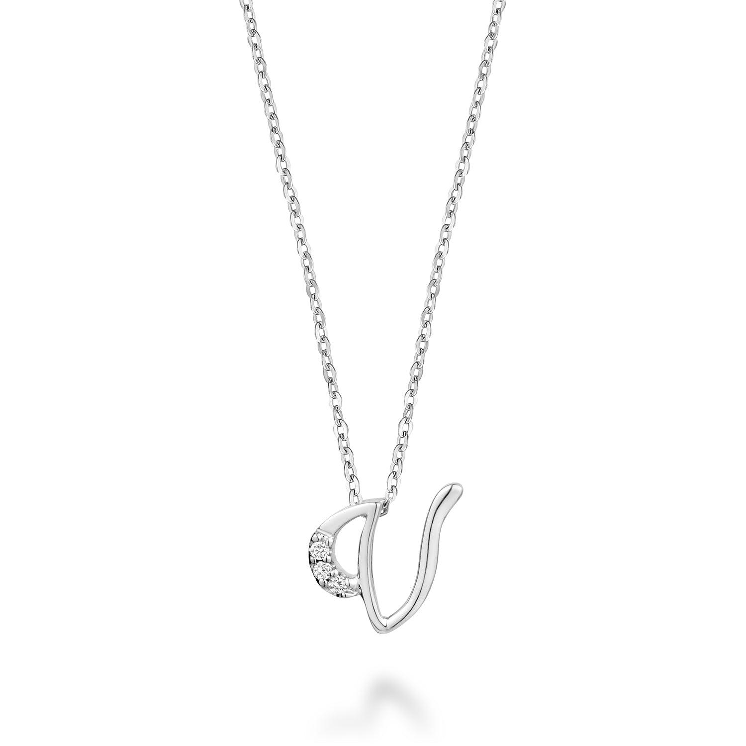 Mini Diamond Initial Pendant with Chain