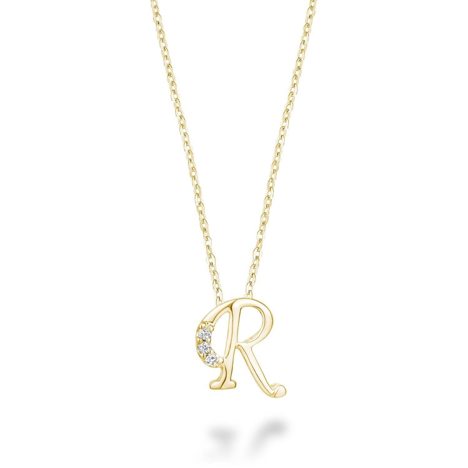 Mini Diamond Initial Pendant with Chain