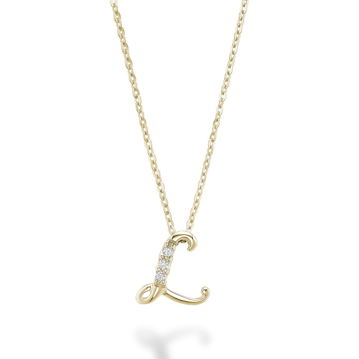 Mini Diamond Initial Pendant with Chain