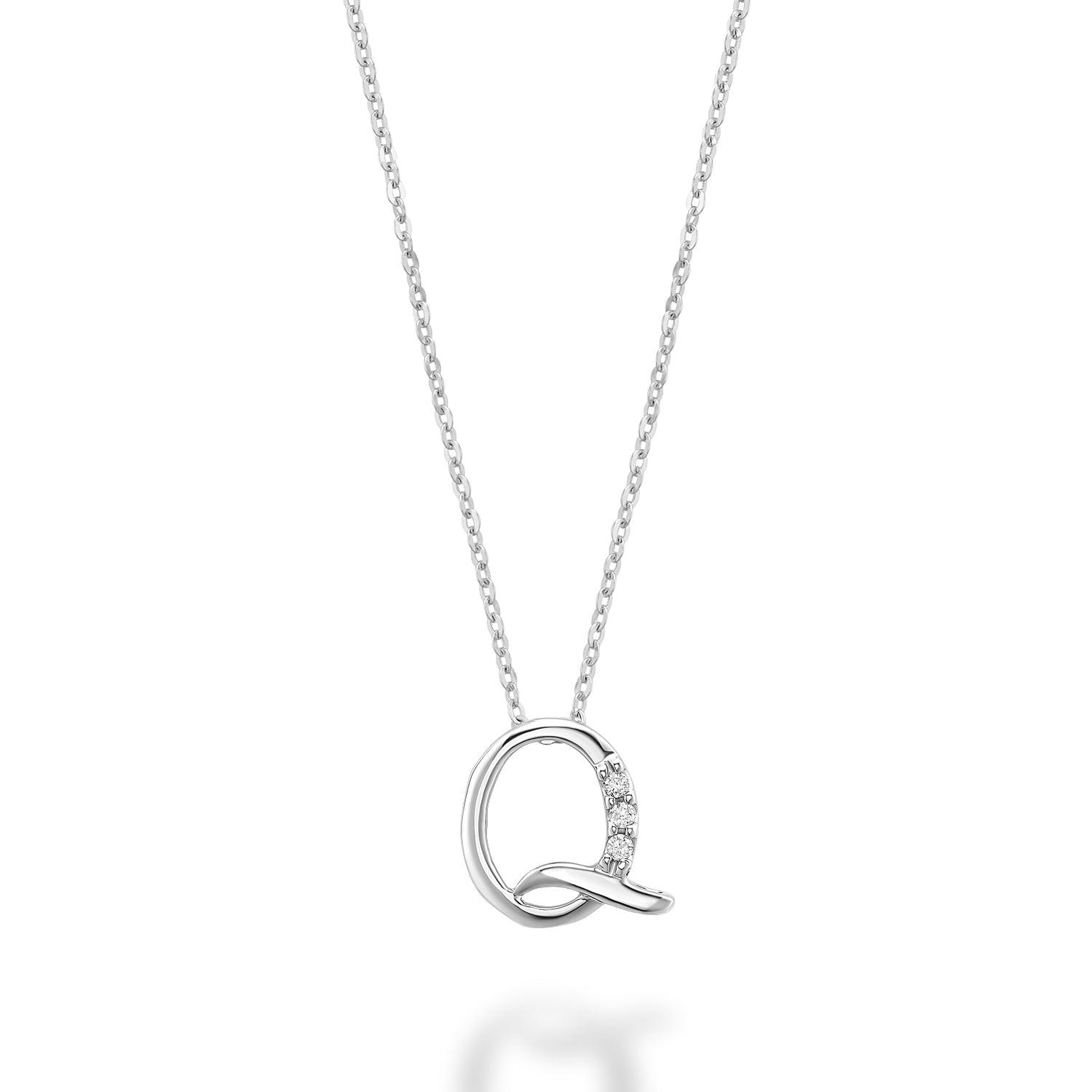 Mini Diamond Initial Pendant with Chain