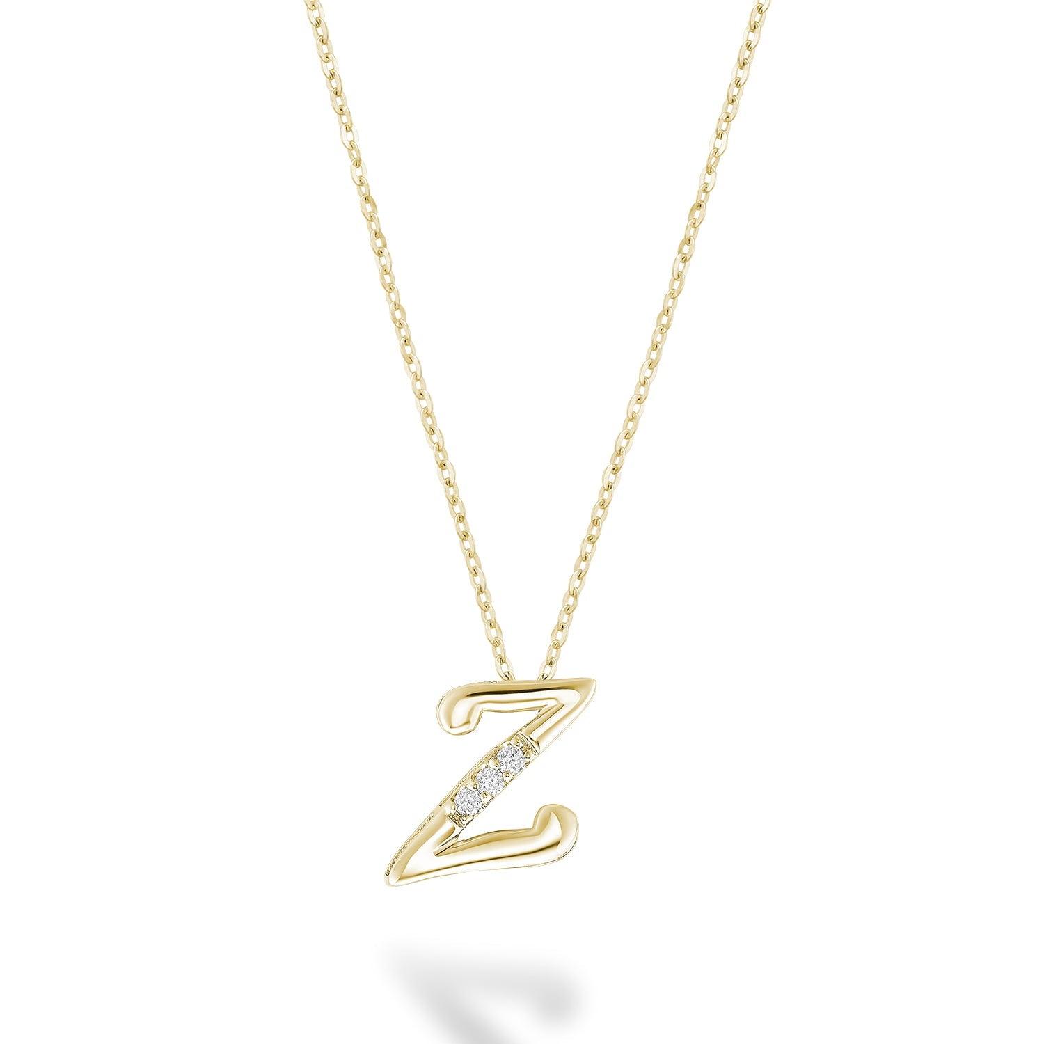 Mini Diamond Initial Pendant with Chain