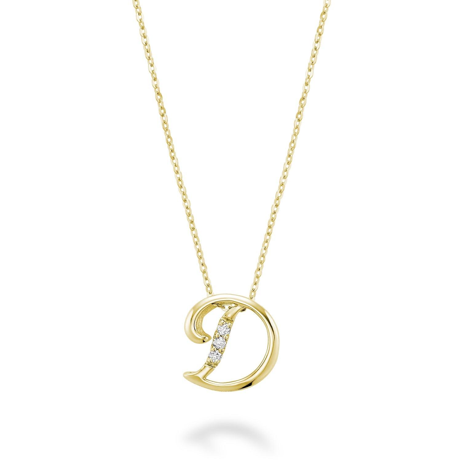 Mini Diamond Initial Pendant with Chain