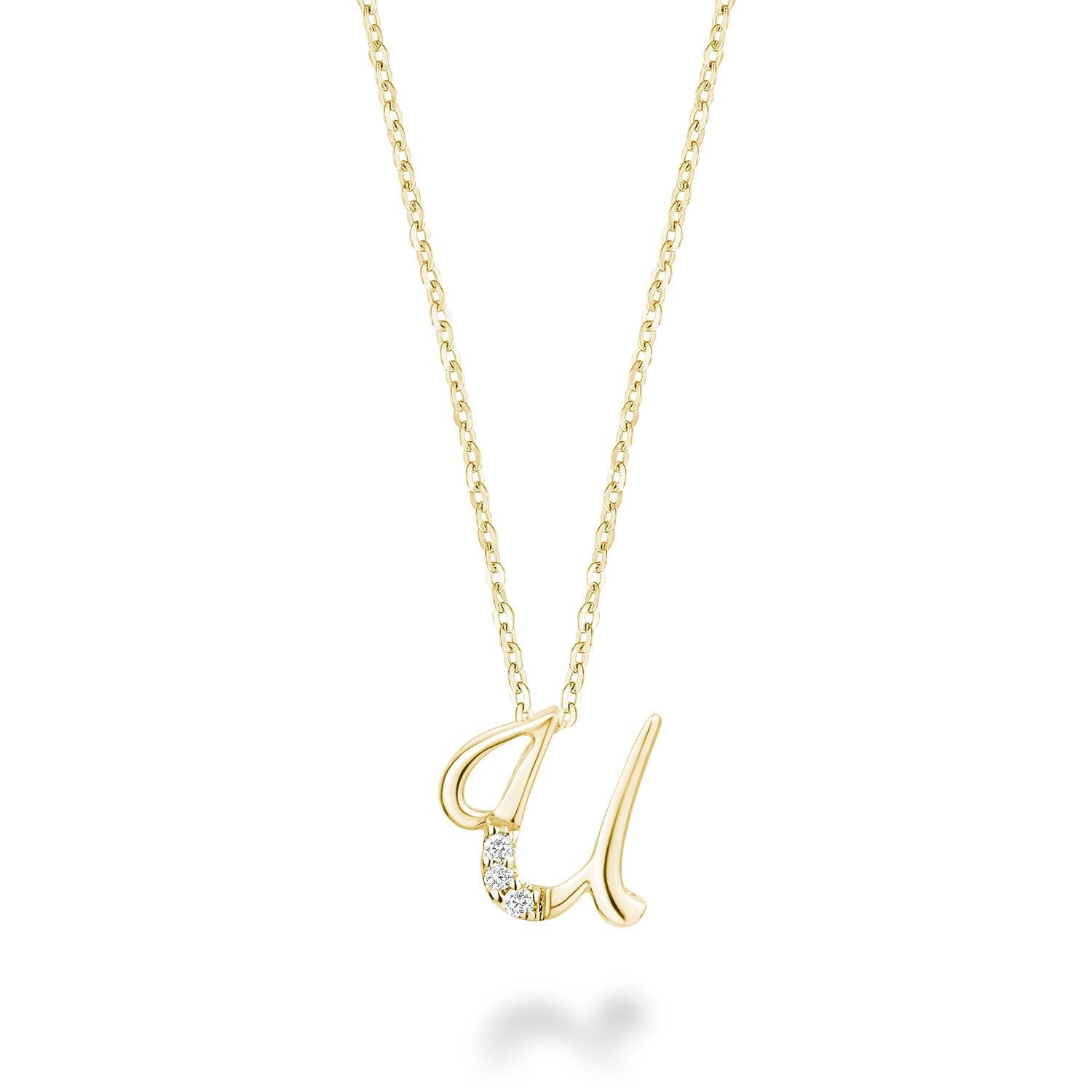 Mini Diamond Initial Pendant with Chain