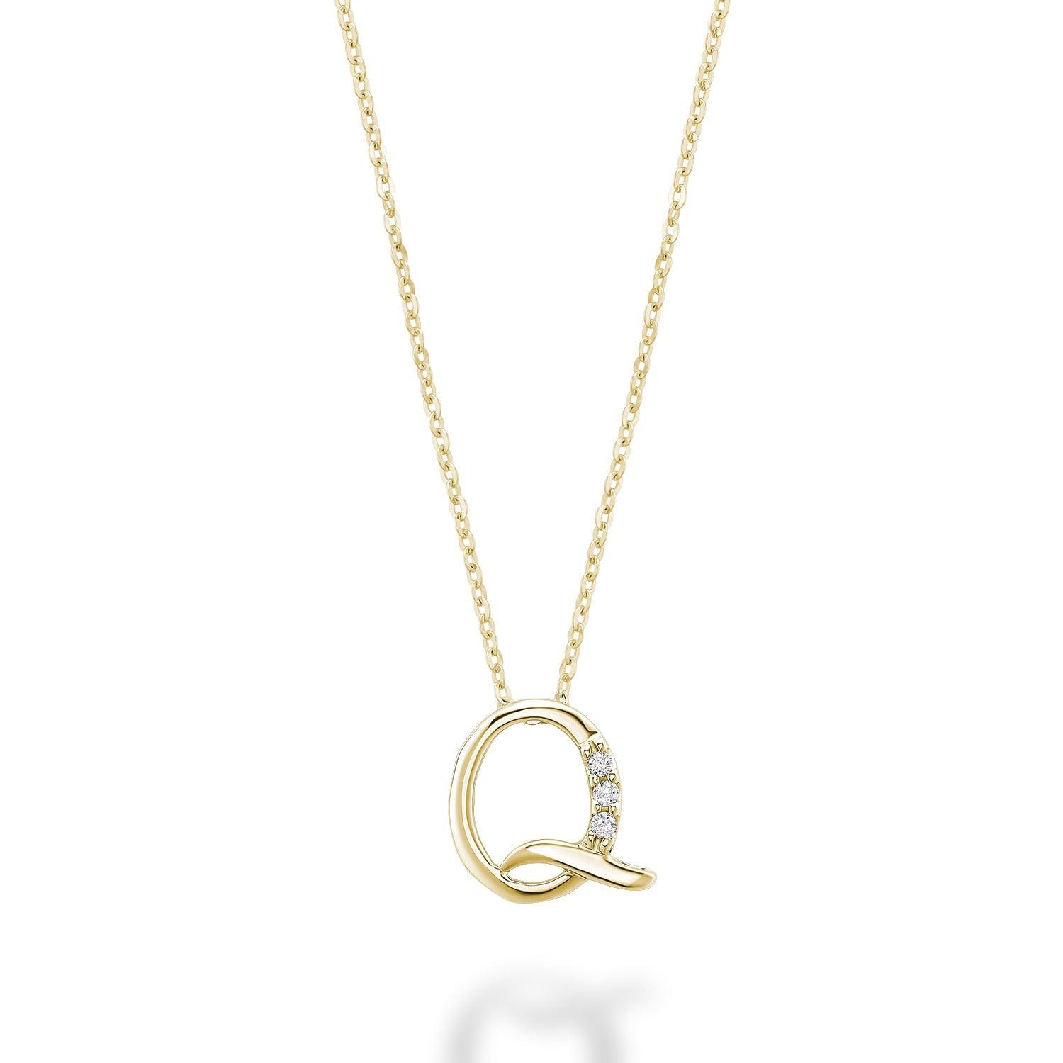 Mini Diamond Initial Pendant with Chain