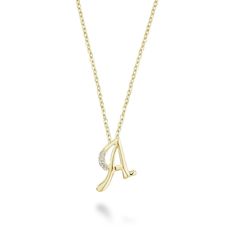 Mini Diamond Initial Pendant with Chain - Thenetjeweler