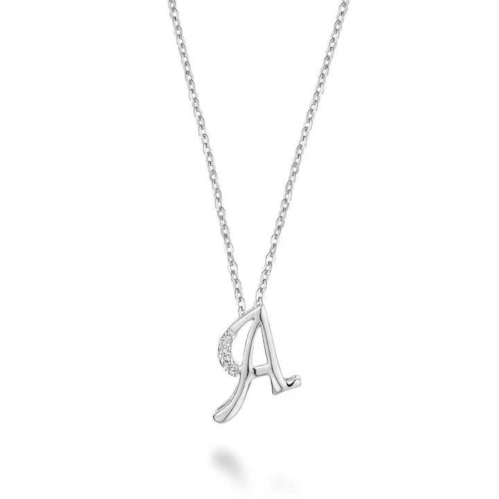 Mini Diamond Initial Pendant with Chain - Thenetjeweler