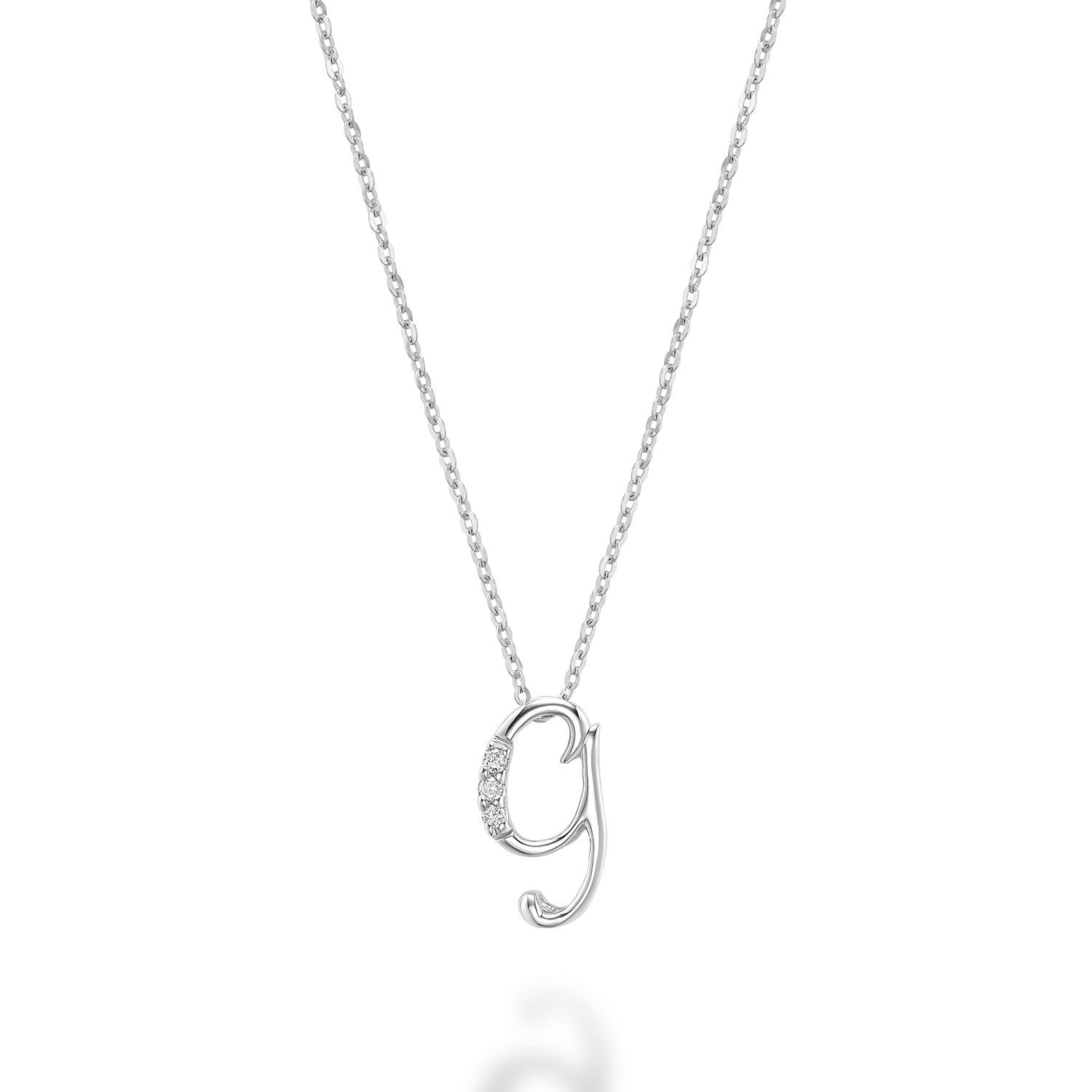 Mini Diamond Initial Pendant with Chain - Thenetjeweler