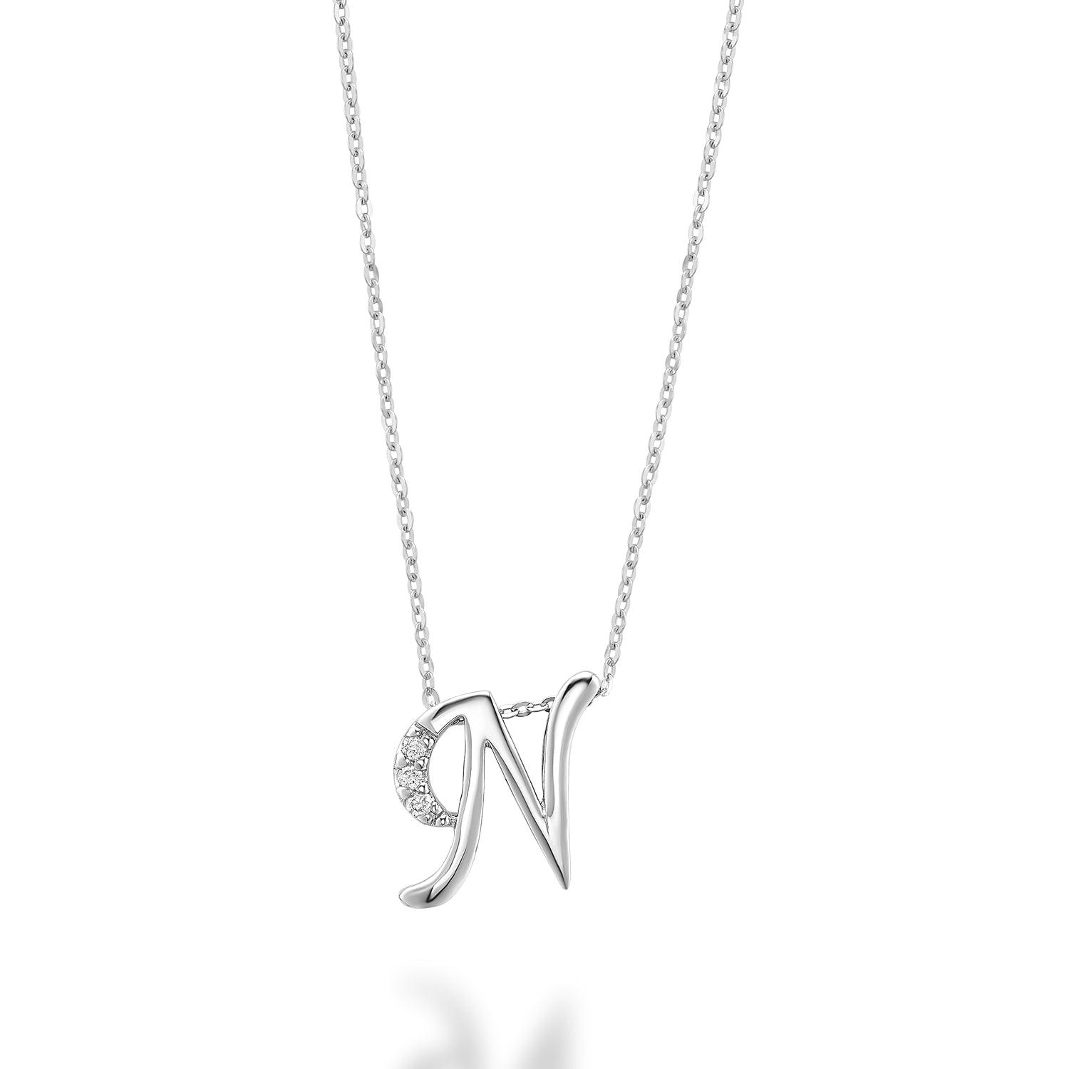 Mini Diamond Initial Pendant with Chain - Thenetjeweler