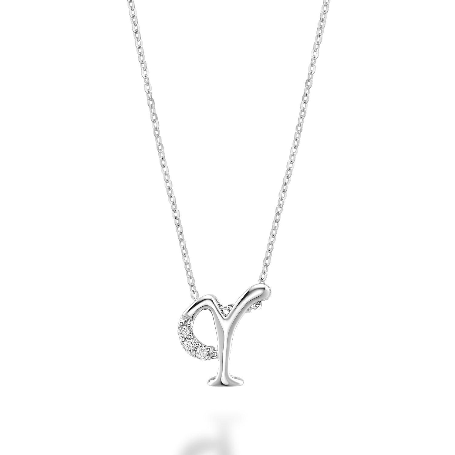 Mini Diamond Initial Pendant with Chain - Thenetjeweler