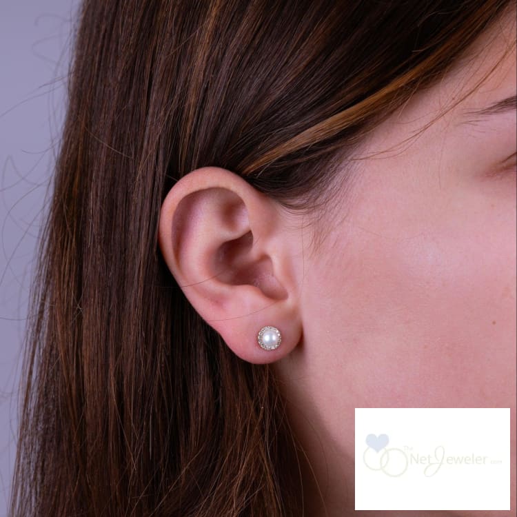 Pearl & Diamond Earrings-RNB Jewellery