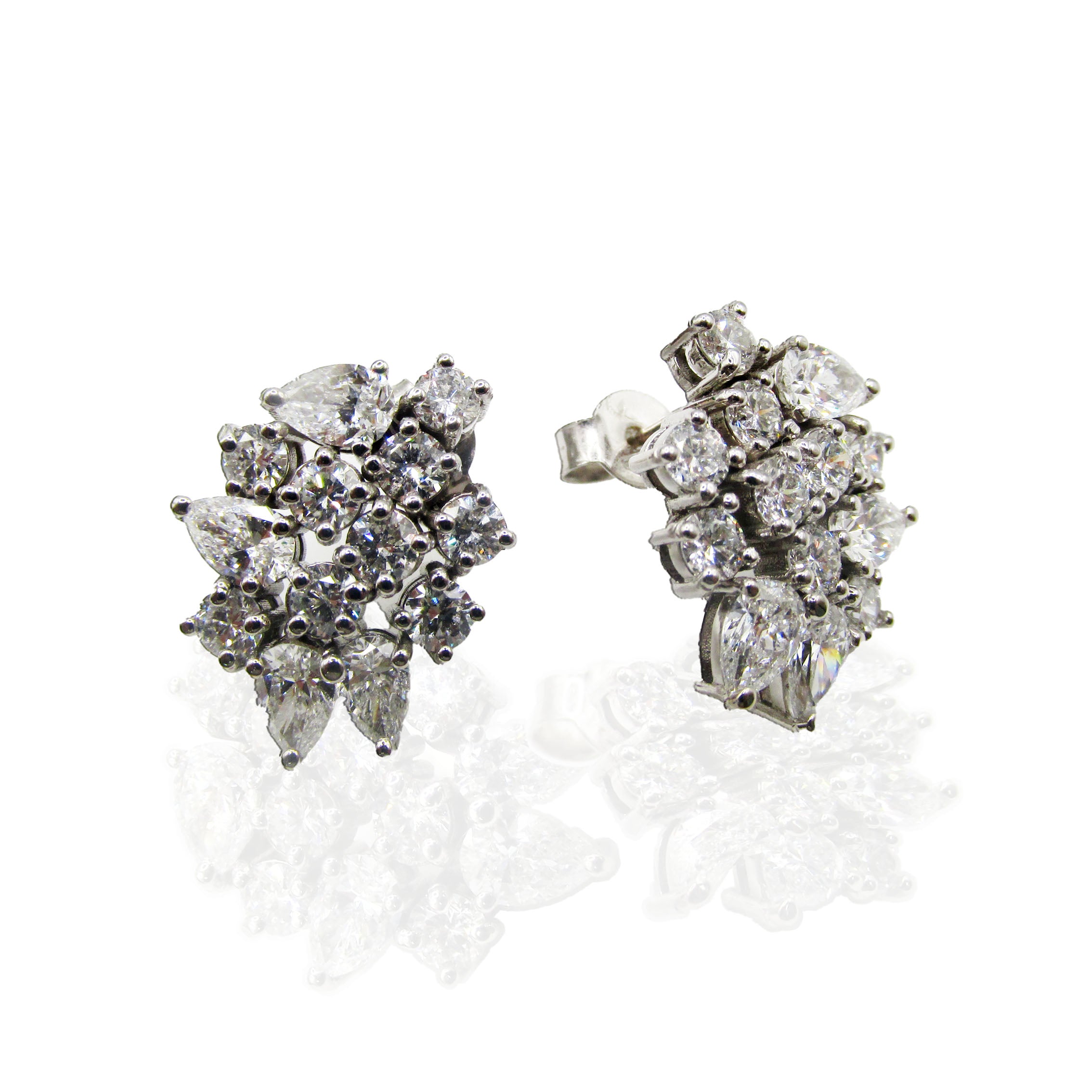 Mixed Shape Diamond Cluster Earrings - Thenetjeweler