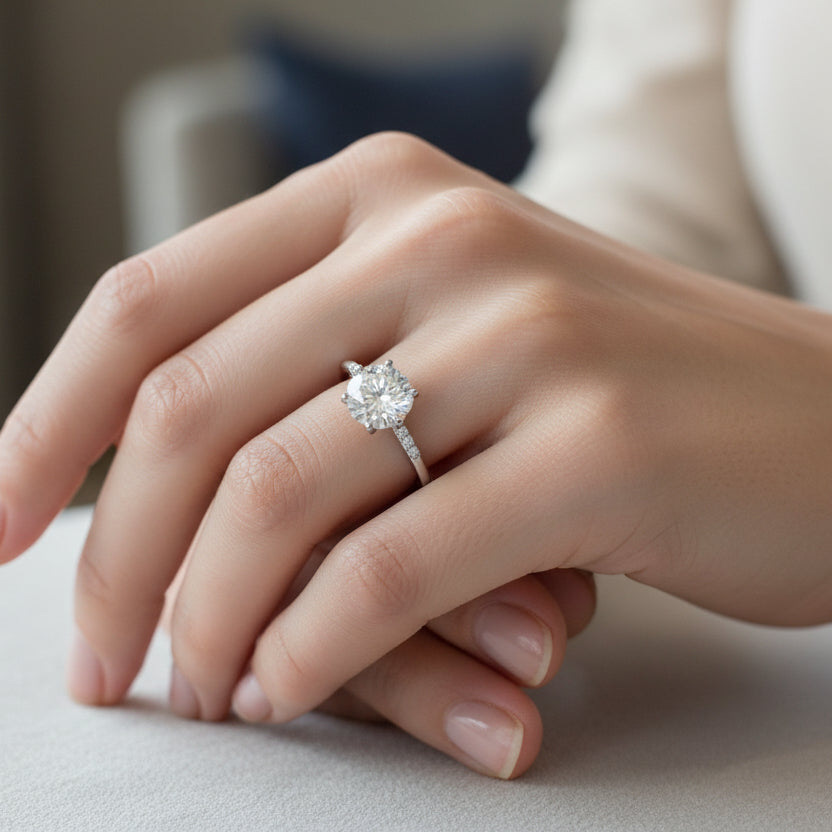 Classic 6-Prong Round Moissanite Engagement Ring | 10k White Gold