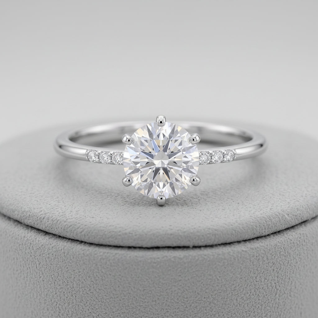 Classic 6-Prong Round Moissanite Engagement Ring | 10k White Gold