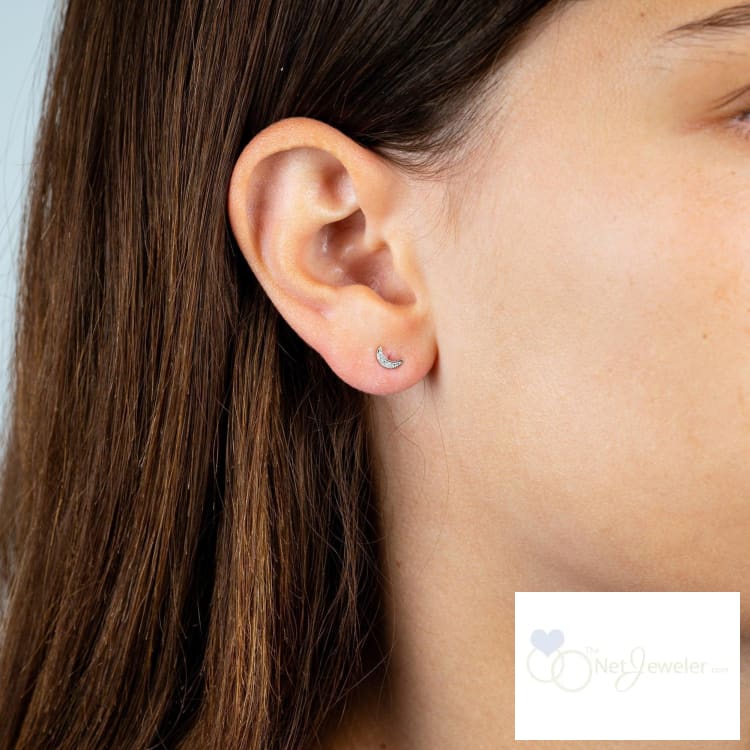 Moon Diamond Stud Earrings-RNB Jewellery
