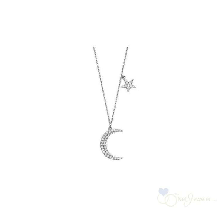 Moon & Star Diamond Necklace-RNB Jewellery