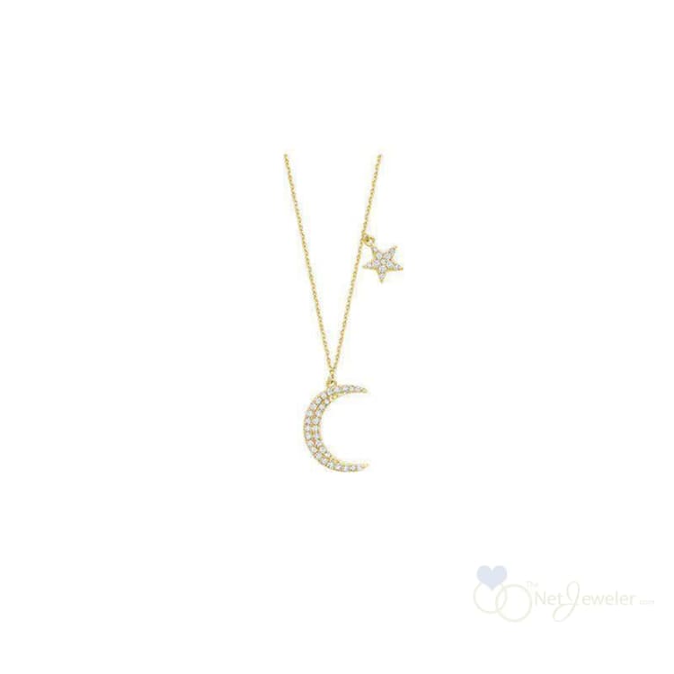 Moon & Star Diamond Necklace-RNB Jewellery
