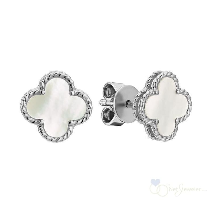 Mother of Pearl Clover Stud Earrings-RNB Jewellery