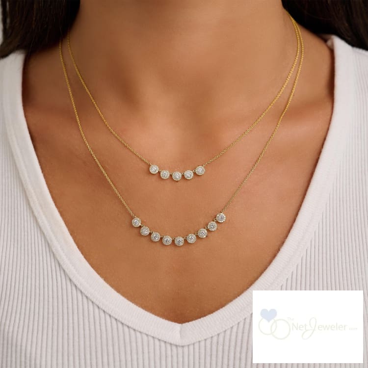 Multi Halos Diamond Necklace - Closeout - Necklaces