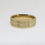 Brushed Inlay Wedding Ring 14k Yellow Gold 6mm | Thenetjeweler
