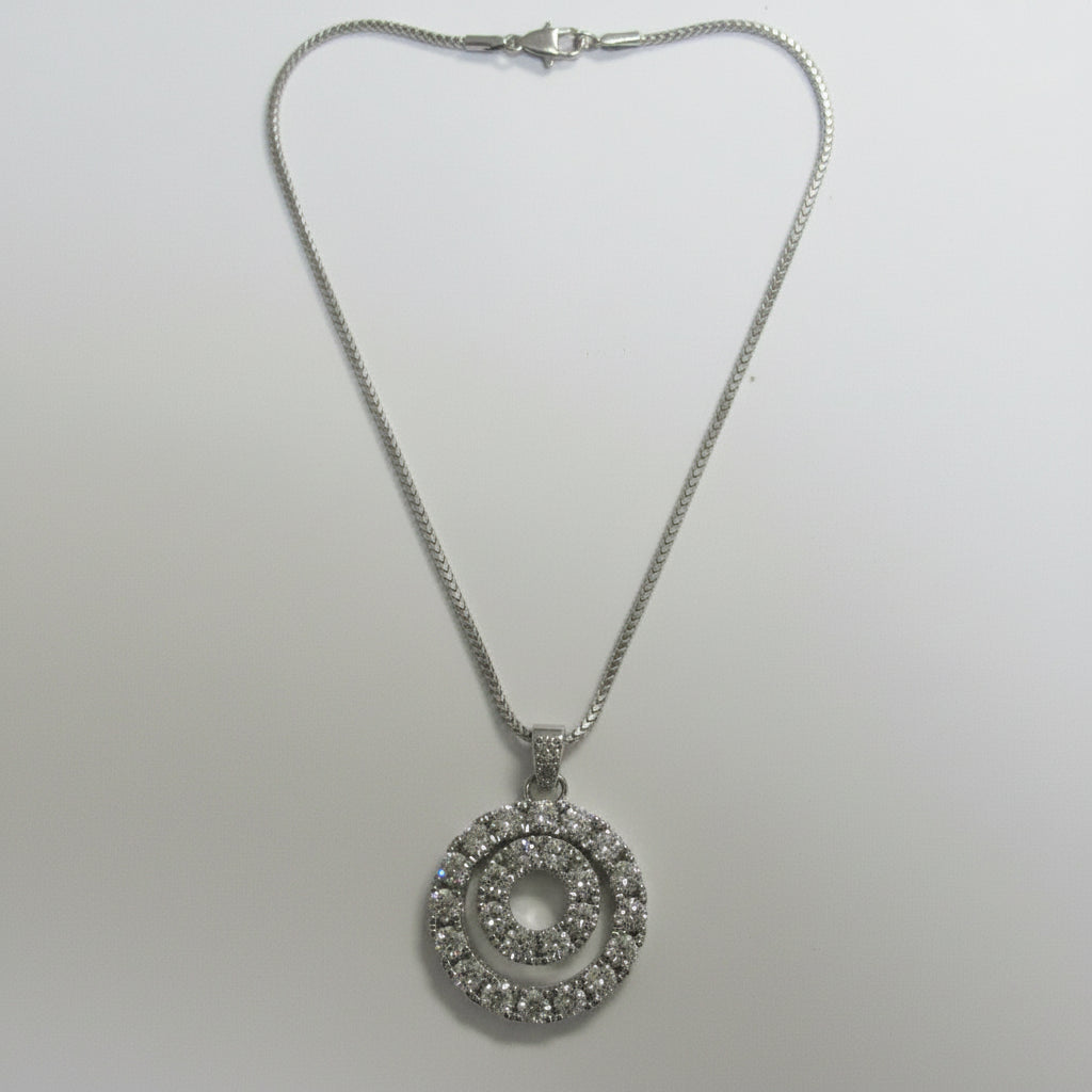 4.28 CT Lab Diamond Double Circle 14K White Gold Necklace - Thenetjeweler