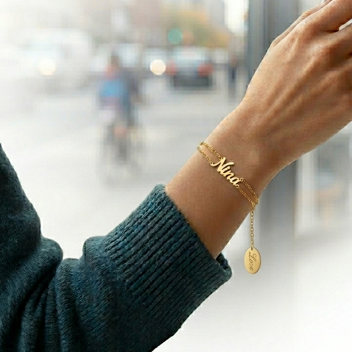 Nina Name Bracelet – 10K Gold | White, Yellow & Pink Rose Gold
