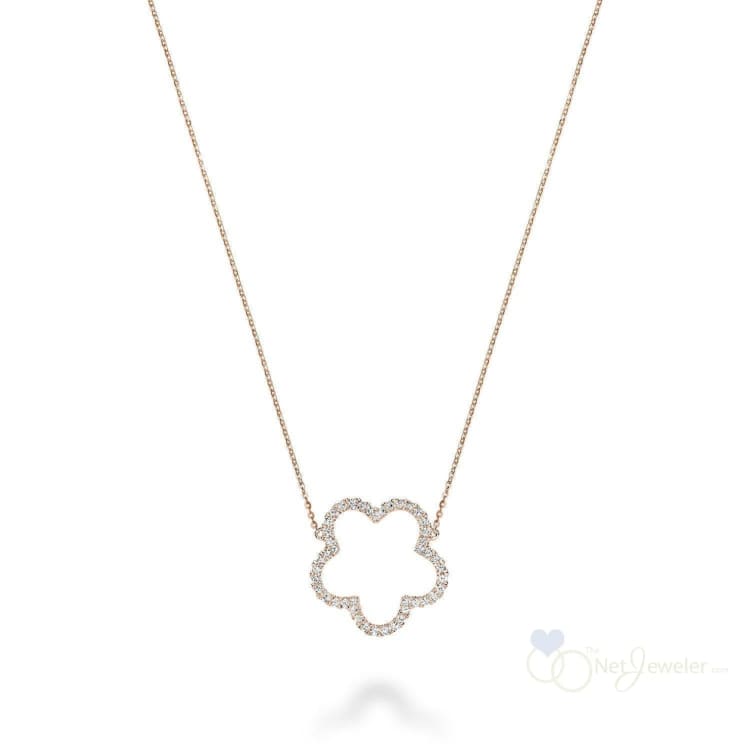 Open Hollow Flower Diamond Necklace-RNB Jewellery