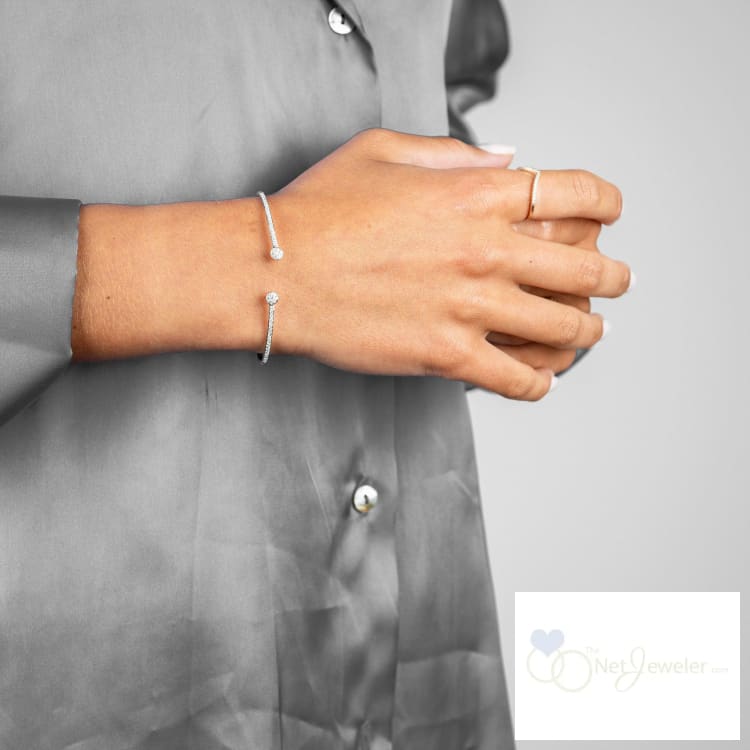 Open Pave Diamond Bangle-RNB Jewellery
