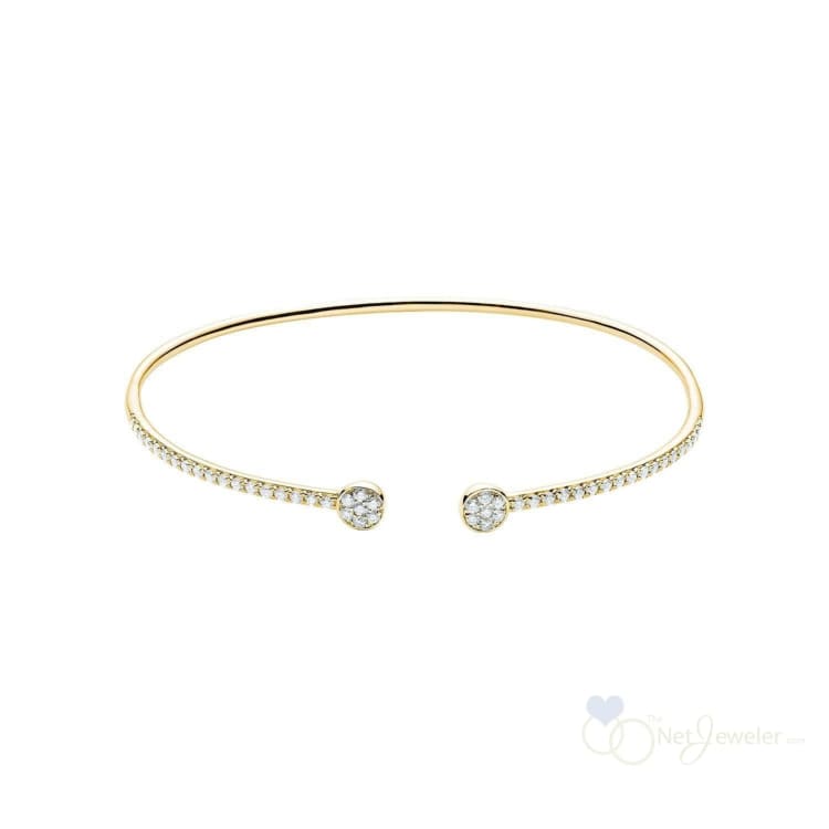 Open Pave Bangle Diamond Bracelet - Yellow Gold - Bracelets