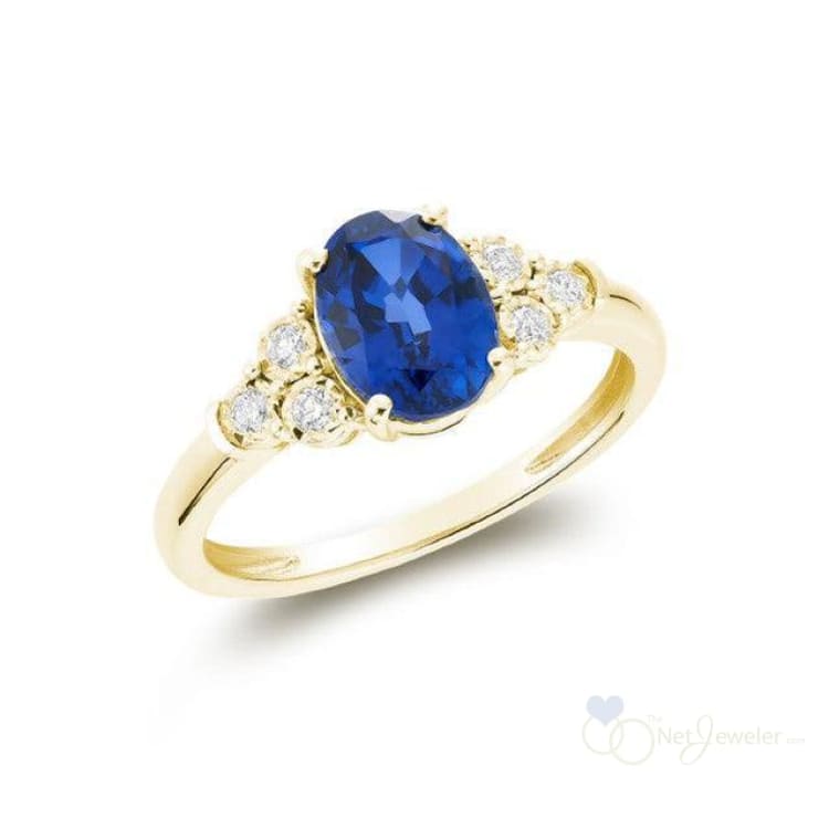 Oval Created Gemstone and Diamond Ring-RNB Jewellery