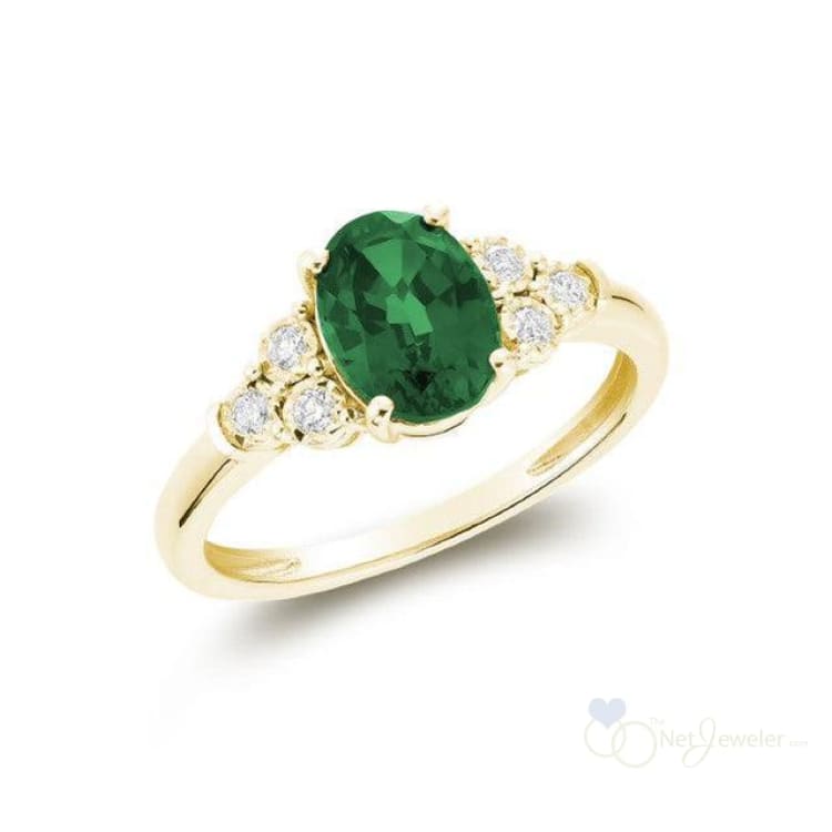 Oval Created Gemstone and Diamond Ring-RNB Jewellery