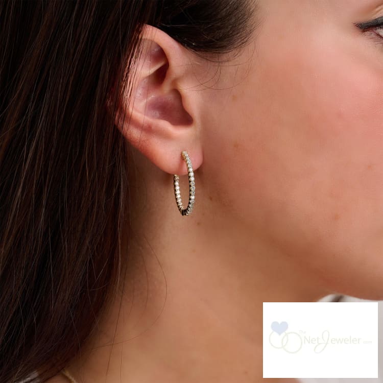 Oval Diamond Hoop Earrings-RNB Jewellery