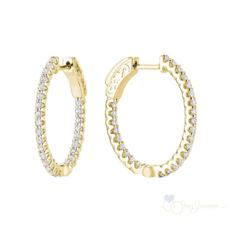 Oval Diamond Hoop Earrings-RNB Jewellery