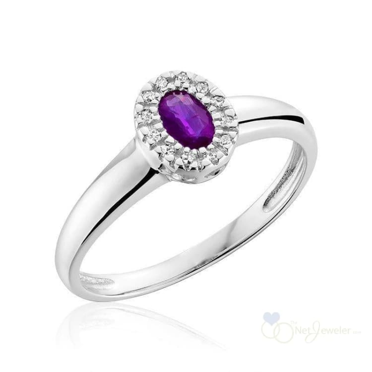 Oval Gemstone & Diamond Halo Ring-RNB Jewellery