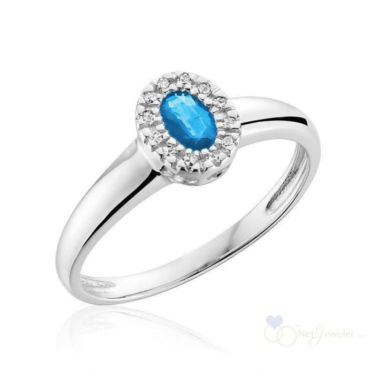 Oval Gemstone & Diamond Halo Ring-RNB Jewellery