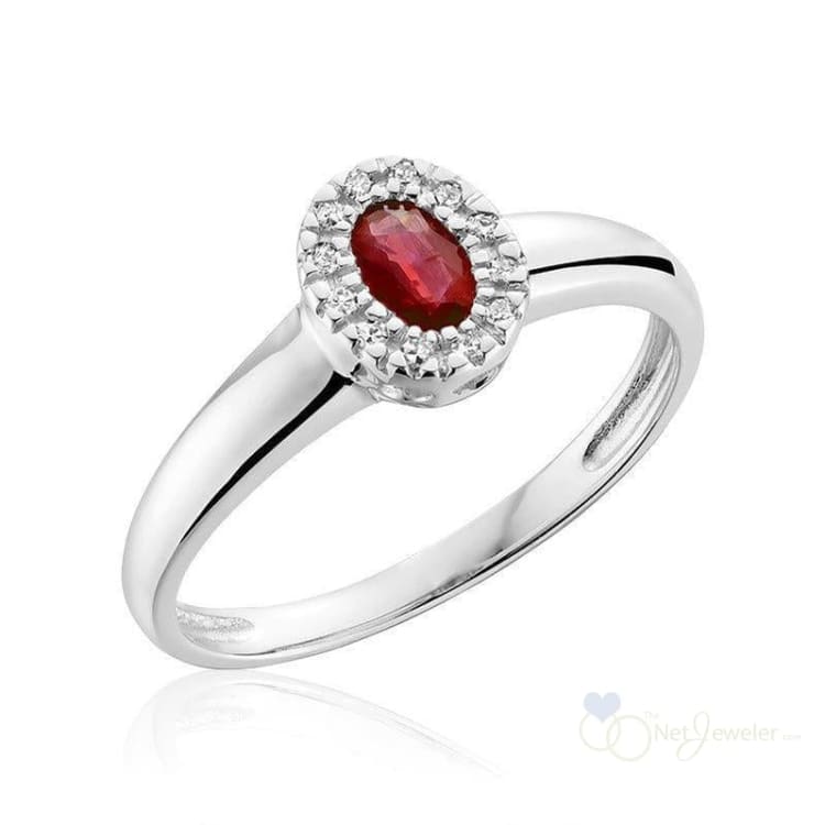 Oval Gemstone & Diamond Halo Ring-RNB Jewellery