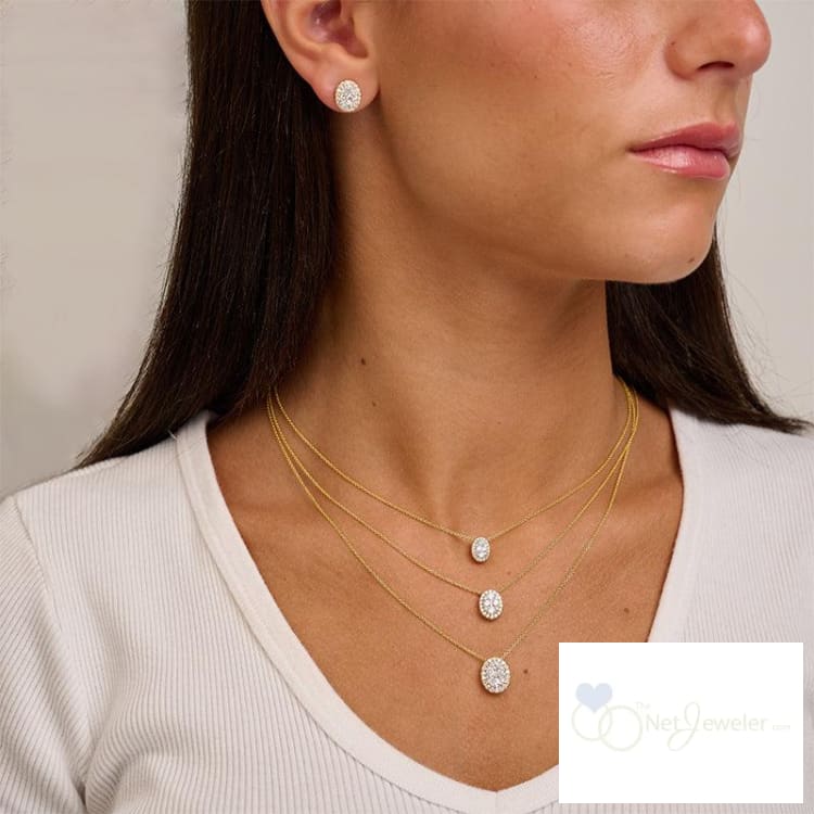 Oval Illusion Set Diamond Necklace-RNB Jewellery