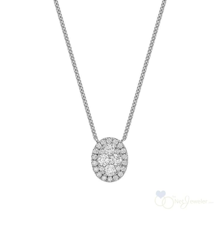 Oval Illusion Set Diamond Necklace-RNB Jewellery