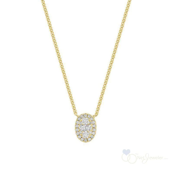 Oval Illusion Set Diamond Necklace-RNB Jewellery