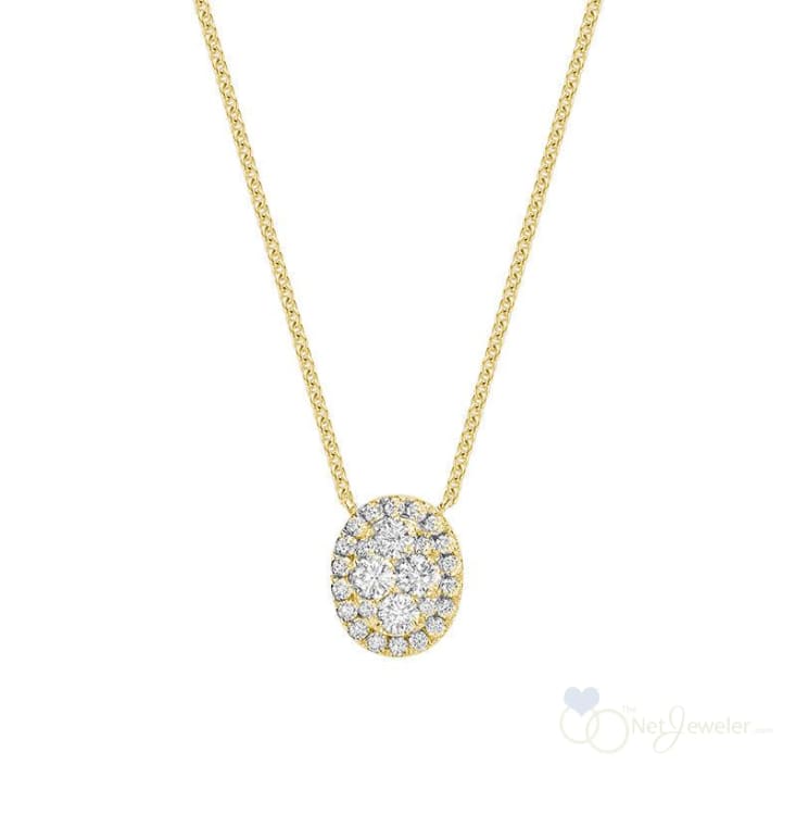 Oval Illusion Set Diamond Necklace-RNB Jewellery